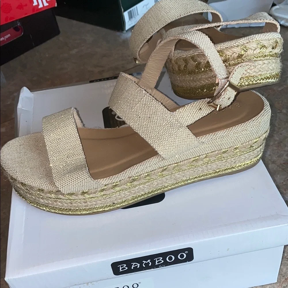 BAMBOO Cream Espadrilles with Natural Woven Design